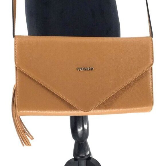 Valentino by Mario Valentino Shoulder Bag Removable Strap Clutch Tassel Pebbled - Picture 2 of 9